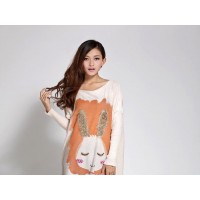 بلوزه طويله لون بيج Dream Girl - Maternity Rabbit Long Sweater - Beige 