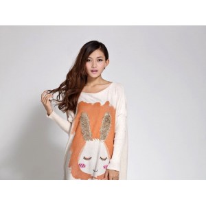 بلوزه طويله لون بيج Dream Girl - Maternity Rabbit Long Sweater - Beige 
