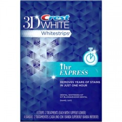لصقات تبيض خلال ساعة كرست Crest 3D White 1 Hour Express Teeth Whitening Strips 4 Count 